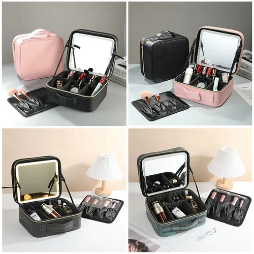 Portable LED Lighted Makeup Case