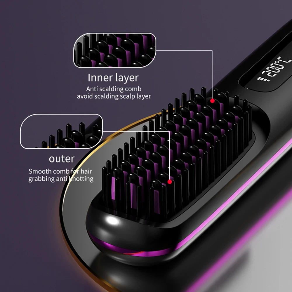 Cordless Ceramic Hair Straightening Brush