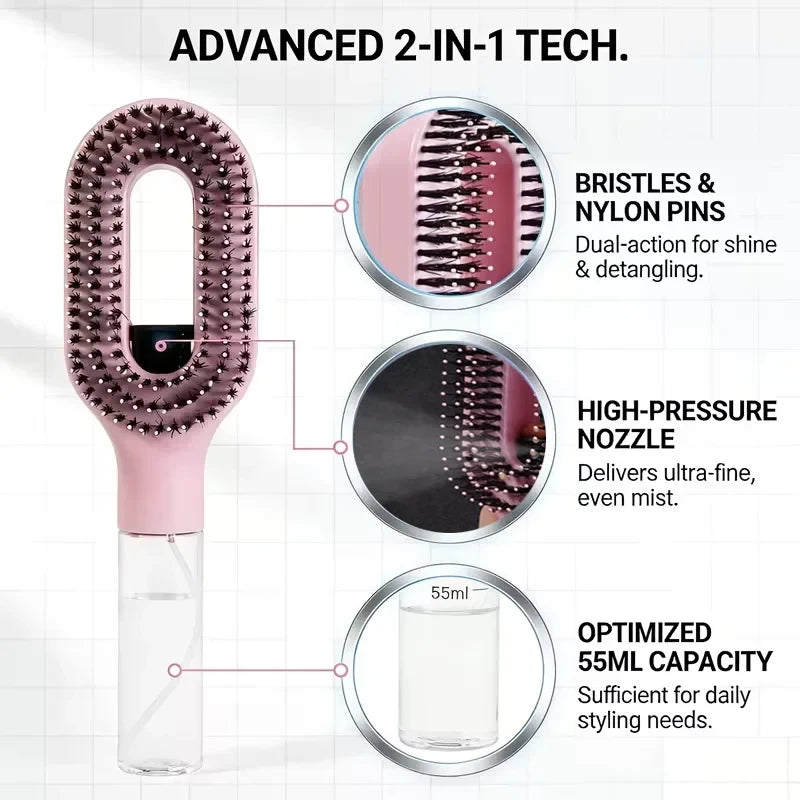 2-in-1 Detangling Spray Hairbrush