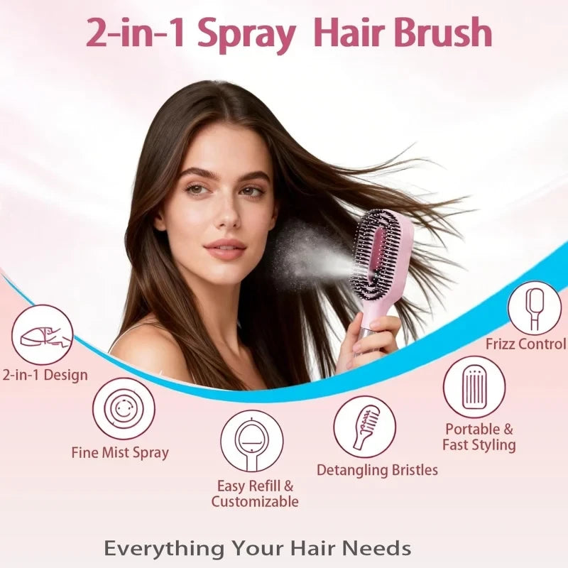 2-in-1 Detangling Spray Hairbrush